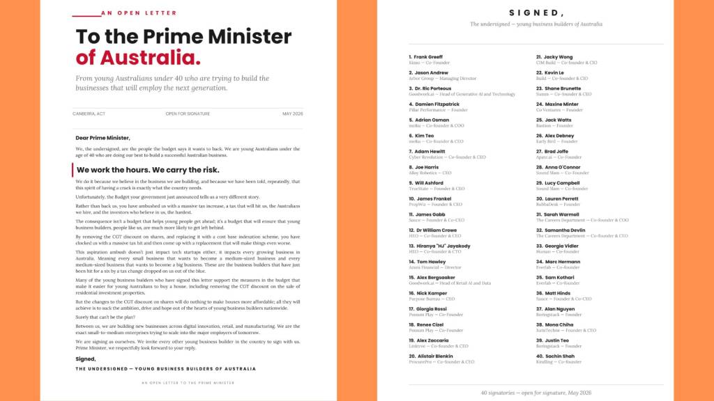 Startup founders launch open letter to Albanese over CGT changes